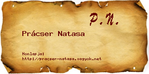 Prácser Natasa névjegykártya